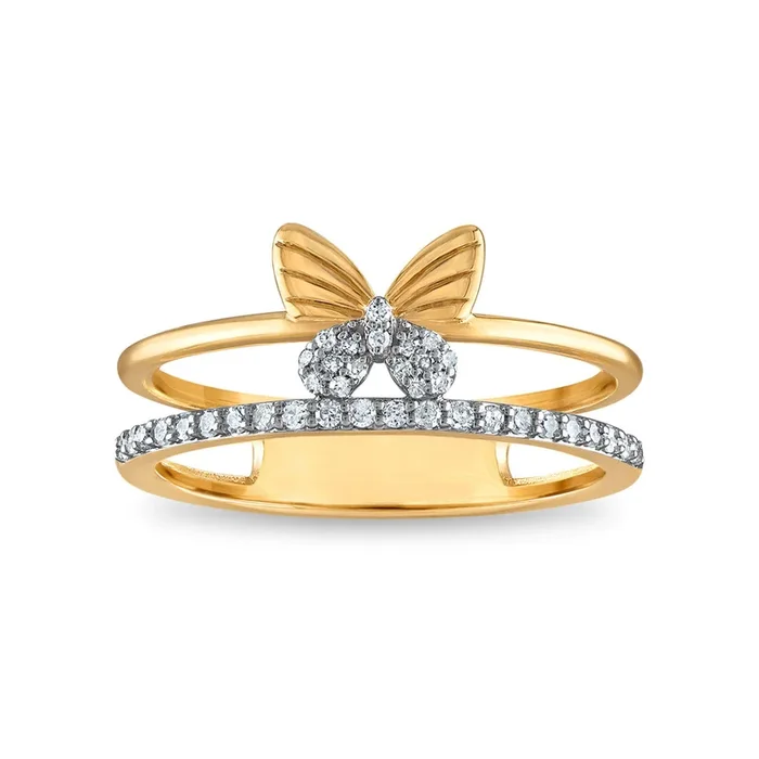 1/7 CTW Natural Diamond Butterfly Ring in 10KT Yellow Gold