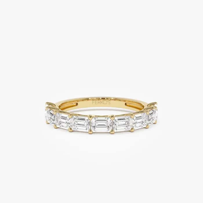 1.70 ctw 14k East West Prong Setting Nine Stone Emerald Cut Lab Grown Diamond Wedding Ring – Haley