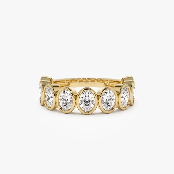 1.75 ctw 14k Bezel Setting Nine Stone Oval Shape Lab Grown Diamond Ring – Sofia