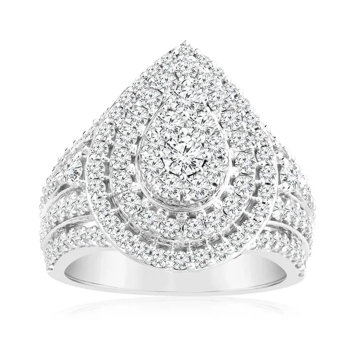 1.90 Carat Diamond Pear Shape Ring in 10ct White Gold