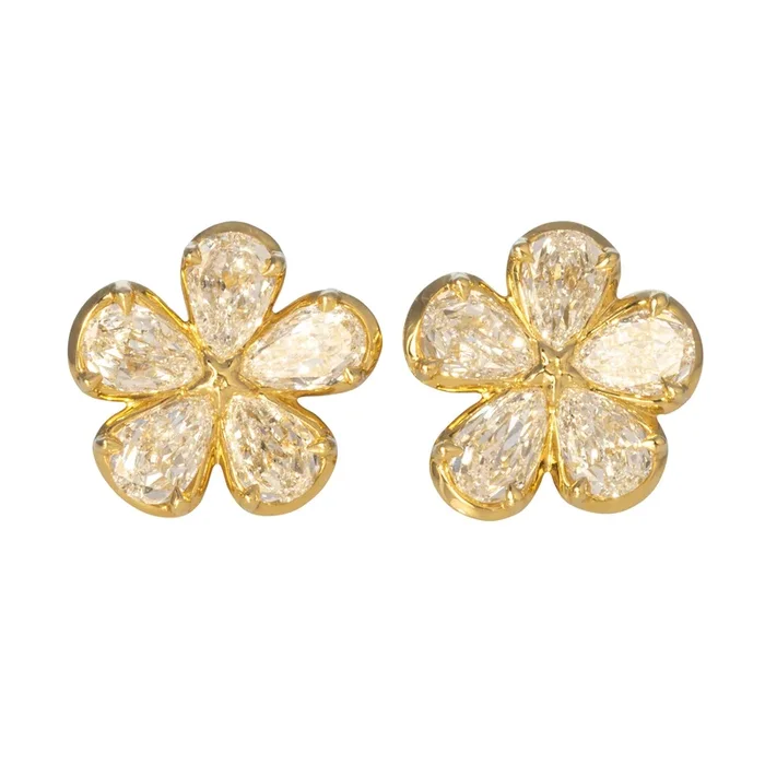 1.90ctw L’Amour Crisscut Pear Diamond Flower Earrings