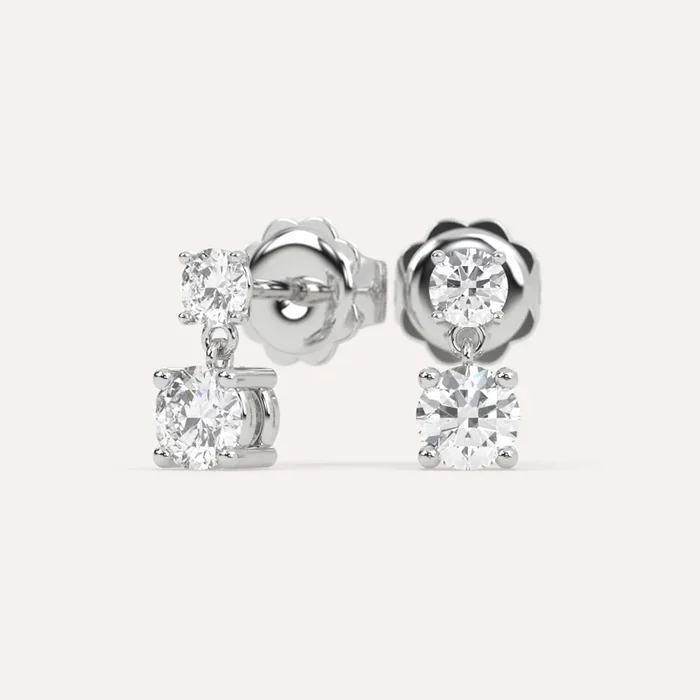 1 carat Round Diamond Dangling Earrings