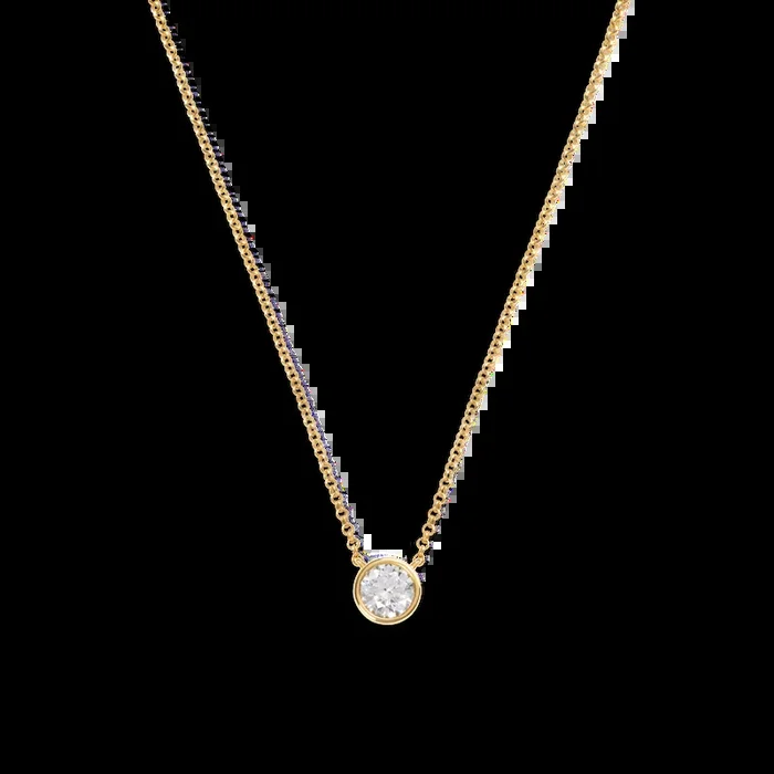 1 Carat Round Diamond Necklace – Yellow Gold