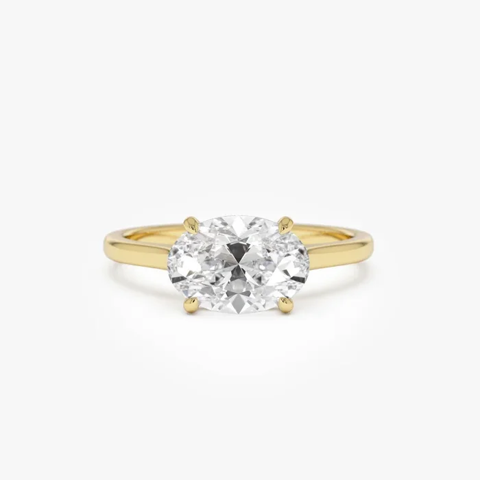 1 CTW 14k Oval Shaped Lab Grown Pear Shaped East-West Set Diamond Ring – Nives