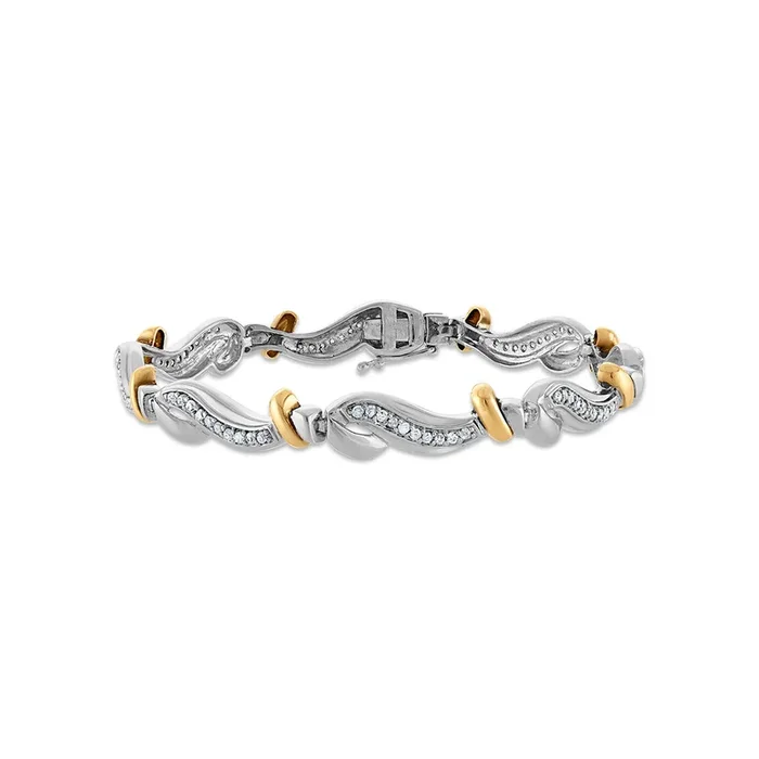 1 CTW Natural Diamond 7.5-inch Tennis Bracelet in Two-Tone Sterling Silver