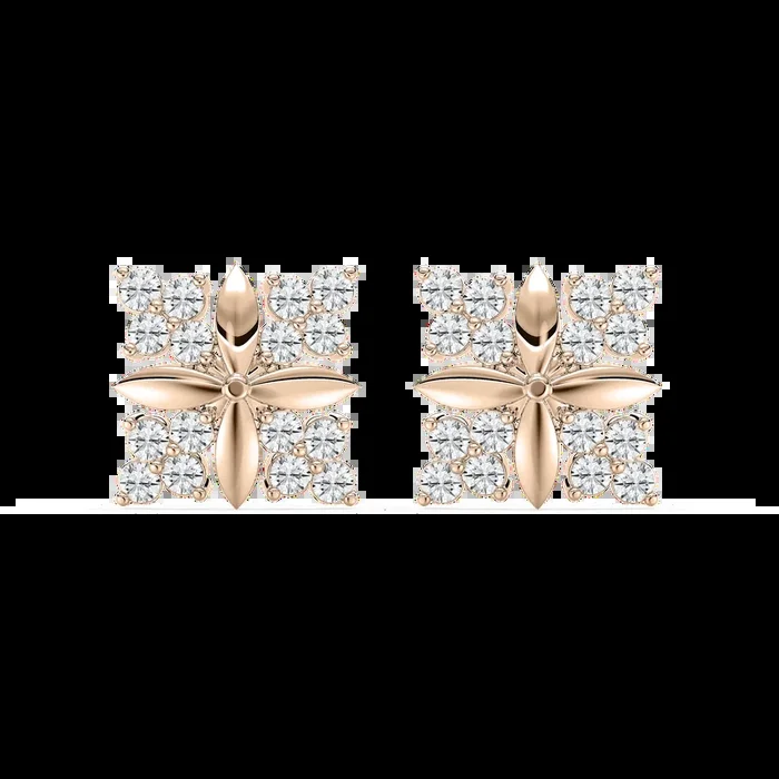 1 ctw Round Lab Grown Diamond Floral Point Cluster Stud Earrings