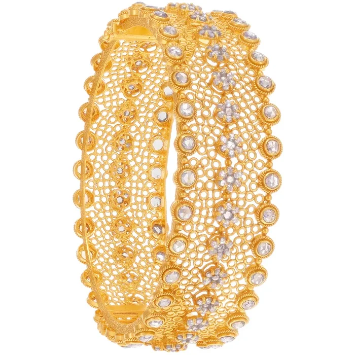 10.93CTW Rose Cut Diamond Kara in 22K Gold