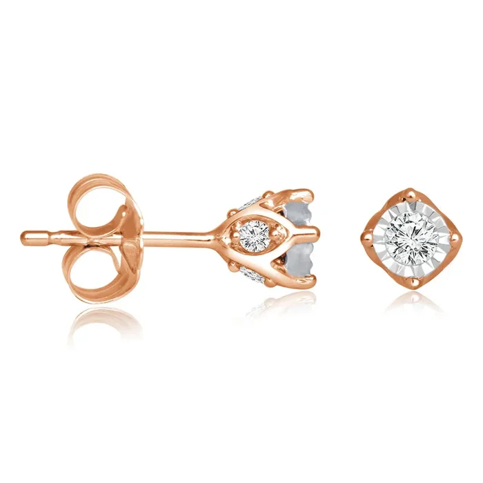 10ct Rose Gold 1/4 Carat Diamond Stud Earrings