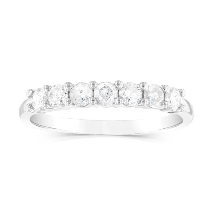 10ct White Gold 0.45 Carat Diamond Eternity Ring with 7Round Brilliant Cut Diamonds