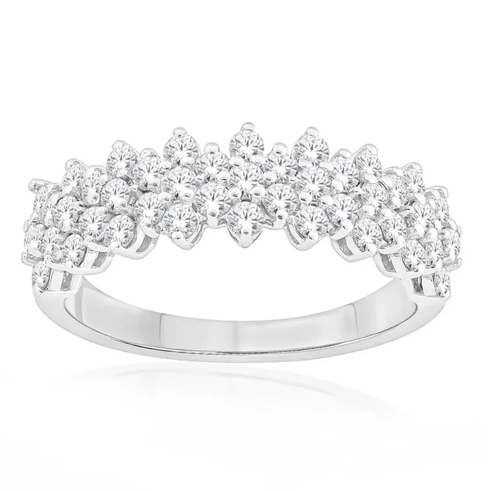 10ct White Gold 1 Carat Diamond Cluster Dress Ring