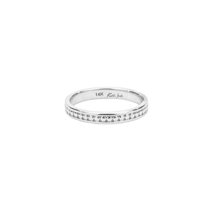 10k or 14k White Gold Beaded Narrow Ring