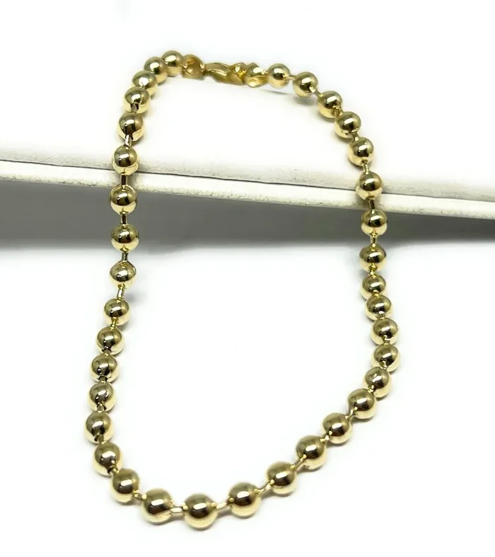 10k Solid Gold Bead Brracelet 7-8 inch 4mm Width