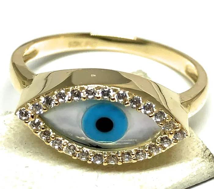 10k Solid Gold Evil Eye CZ Ring (FC 95)