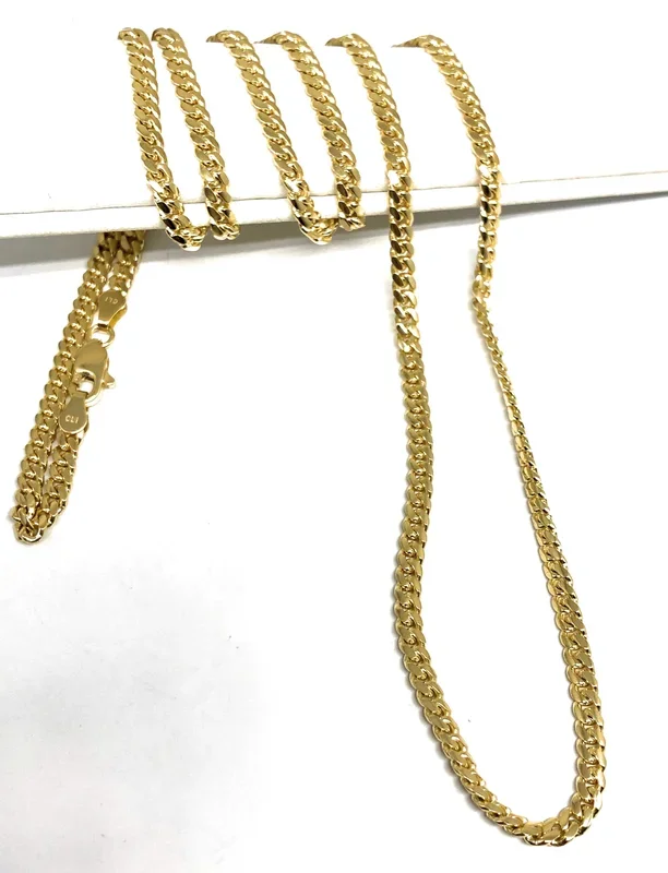 10k Solid Gold Miami Cuban Link Chain 20,26 inches 3.2mm (Full Solid Style) 17-20g