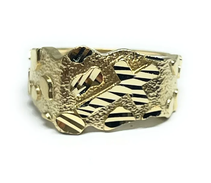 10k Solid Gold NUGGET CROSS RING (5.8g)