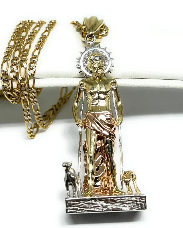 10k Solid Gold SAINT LAZARUS SAN LAZARO 3D Pendant FULL 3D Statue (FC)