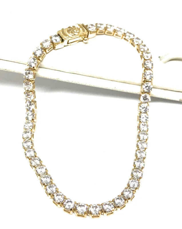 10k Solid Gold Tennis CZ Brracelet 6-8 inch 2-3mm