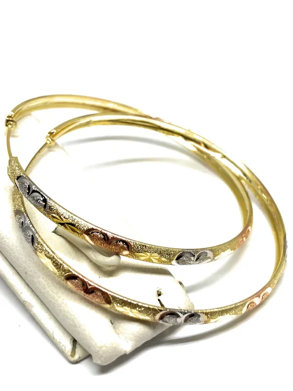 10k Solid Gold Tri-Color Hoop Earrings