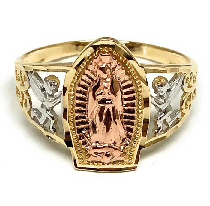 10k Solid Gold Tri-Color Virrgin Mary ANGELS Ring (FC 20)