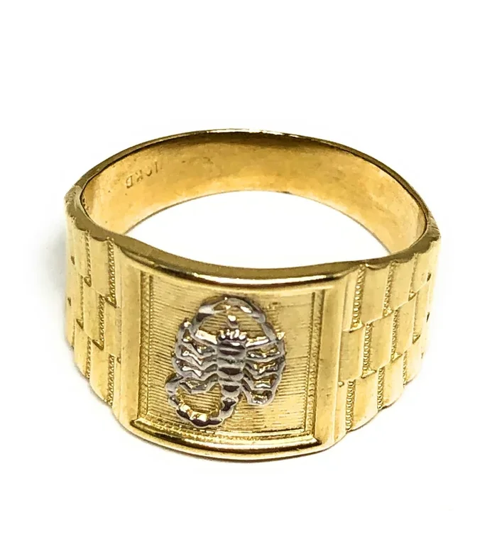 10k Solid Gold Yellow & White Gold Scorpion Ring