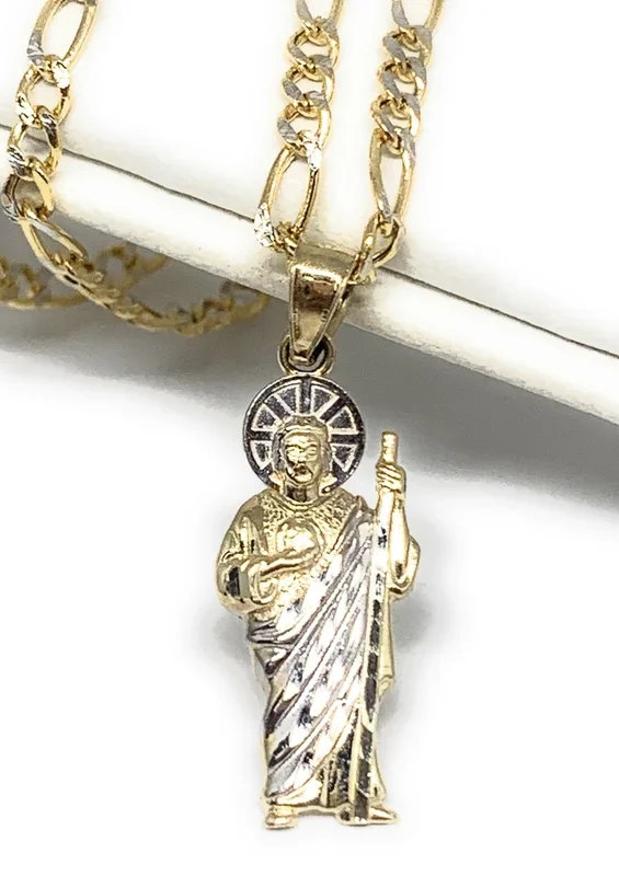 10k Solid Gold Yellow 2-Tone Small Saan Judas Saaint Jude Pendant