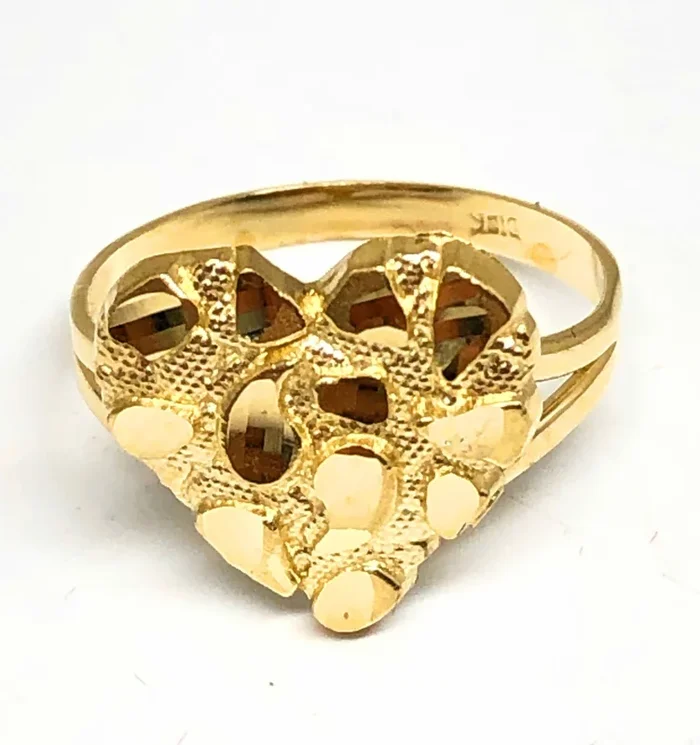 10k Solid Gold Yellow Classic Nugget Heart Ring (MED)