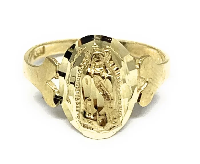 10k Solid Gold Yellow Classic Virrgin Mary Ring
