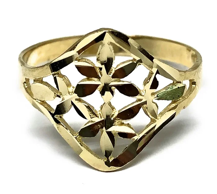 10k Solid Gold Yellow Double Flower Ring