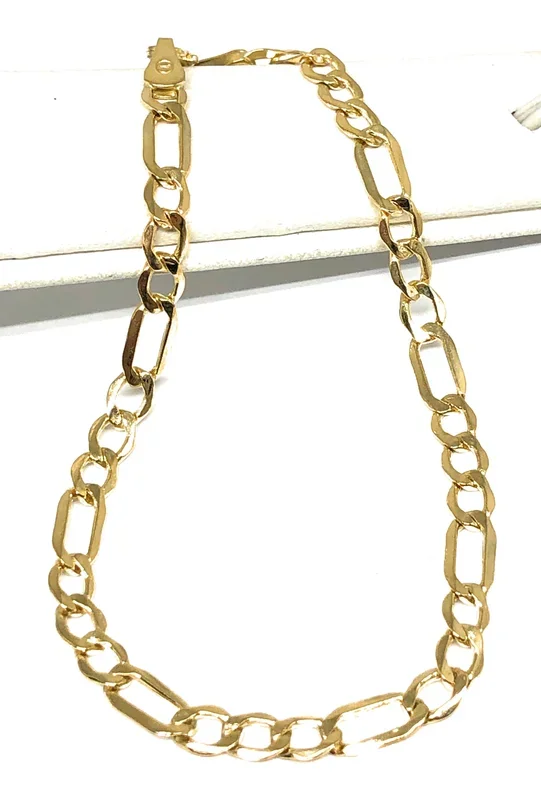 10k Solid Gold Yellow Figaro Brracelet 7-8 inch 4.5mm Width (SEMI-HOLLOW STYLE)