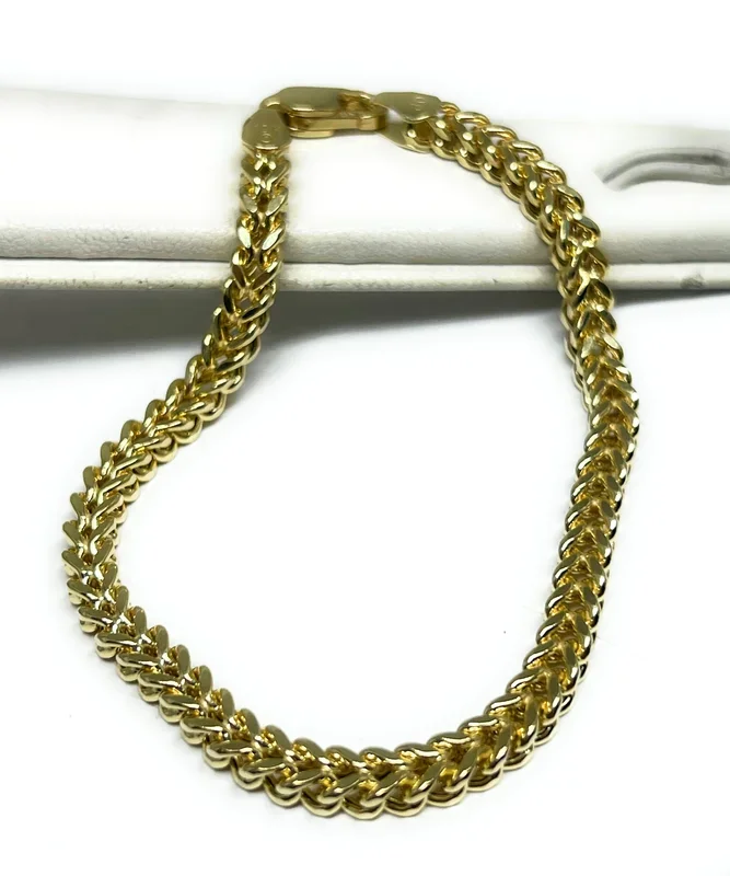 10k Solid Gold Yellow Franco Chain Brracelet 7-8 INCH 2.5-4.8mm Width