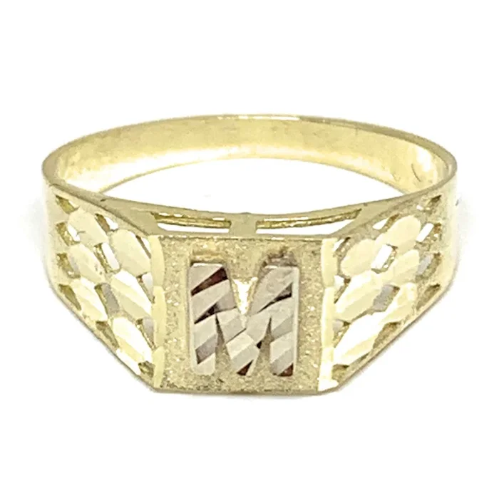 10k Solid Gold Yellow Gold Block CUSTOMIZED Initial Ring (SM)