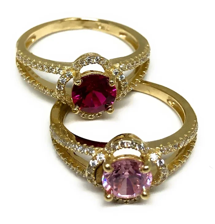 10k Solid Gold Yellow Gold Bright CZ Ring (PINK, RED, WHITE, TURQUOISE)
