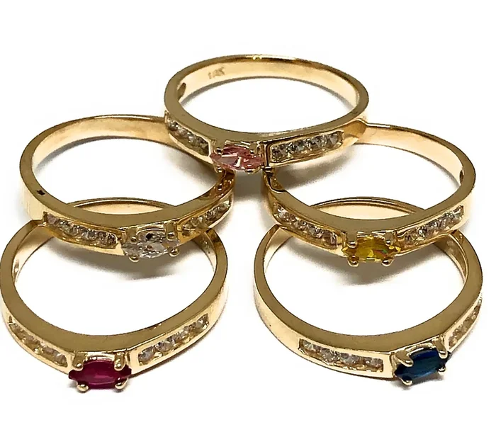 10k Solid Gold Yellow Gold CZ Ring (PINK, YELLOW, WHITE, BLUE, RED, GREEN, PURPLE)
