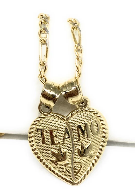 10k Solid Gold Yellow Gold “Te Amo” Heart Split Pendant (LG,MED,SM)