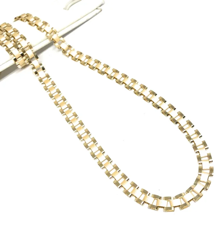 10k Solid Gold Yellow Jubilee Oyster “ROLEX” Style Chain 20-26 inch 6-8mm (SEMI-HOLLOW STYLE)