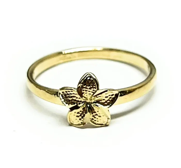 10k Solid Gold Yellow MINI PLUMERIA Flower Ring