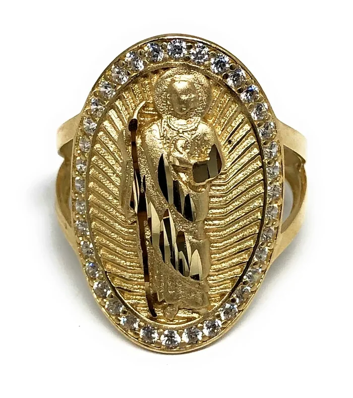 10k Solid Gold Yellow Oval CZ Saan Judas Ring