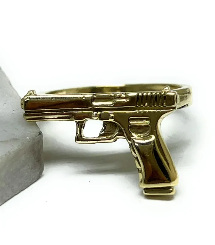 10k Solid Gold Yellow PISTOL GUN RING