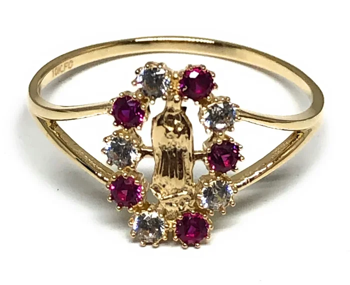 10k Solid Gold Yellow Virrgin Mary CZ Ring (FC 09)