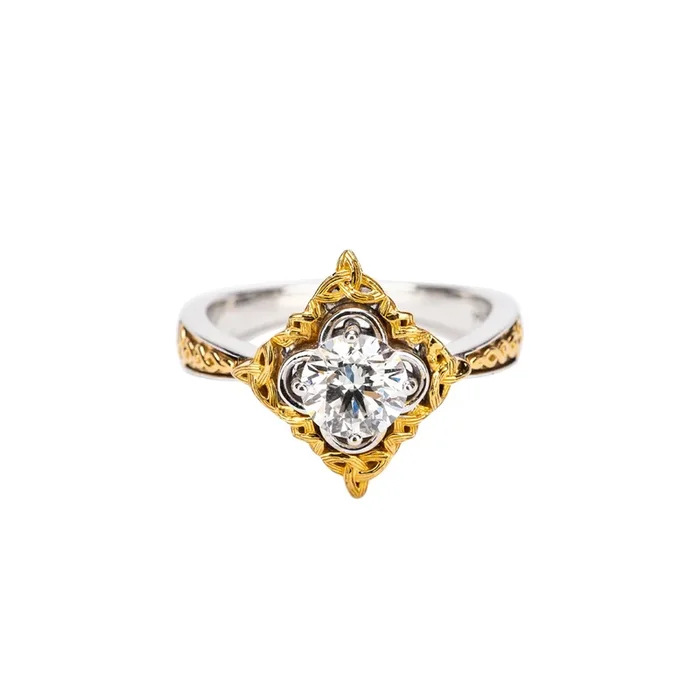 10k White and Yellow Gold and 1ct Moissanite Celestial Ring