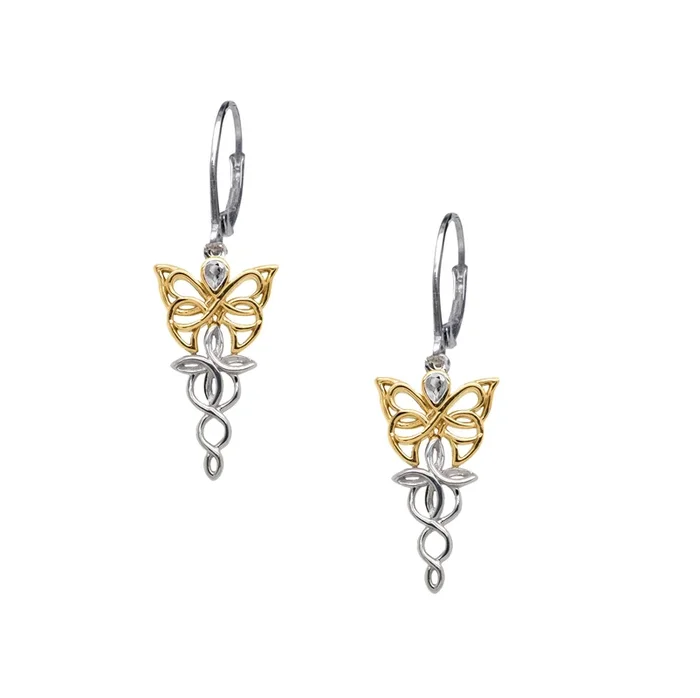 10k White and Yellow Gold Butterfly Earrings – Cubic Zirconia or Rhodolite – custom order