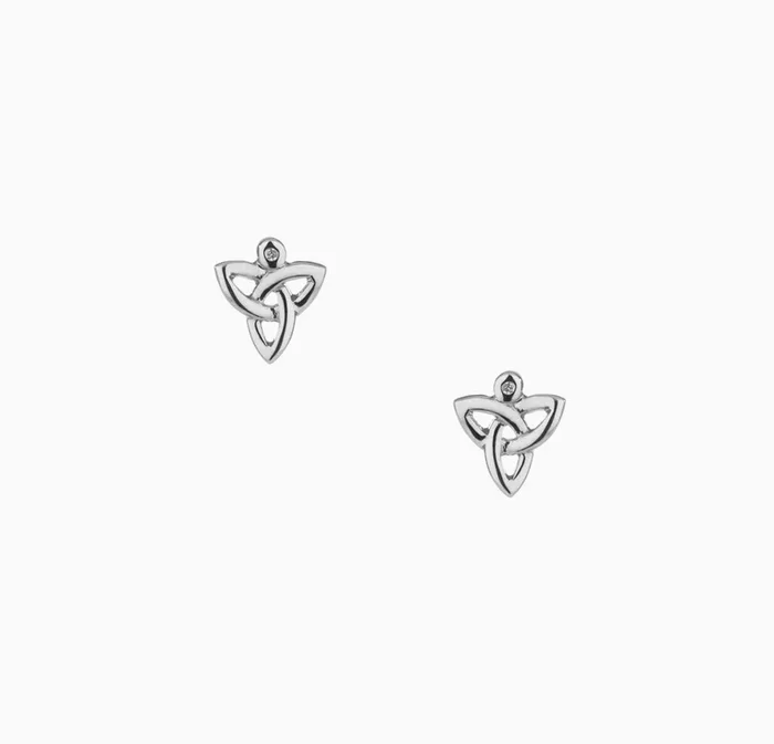 10k White Gold Trinity Post Earrings – Diamond
