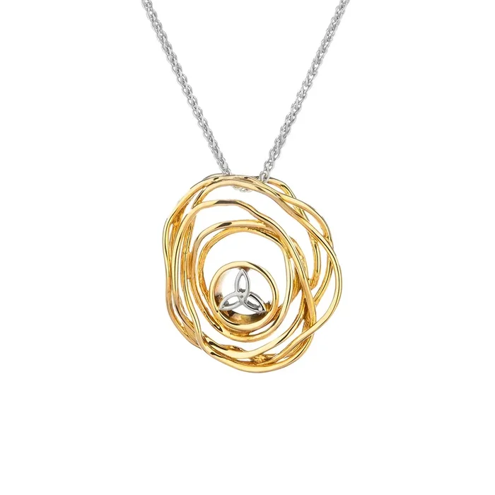 10K Yellow and White Gold Celtic Cradle of Life Pendant