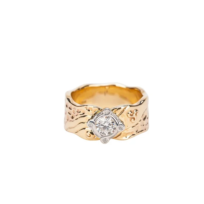 10k Yellow and White Gold Rocks ‘n Rivers Certified Lab Grown Diamond Ring