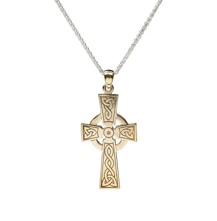 10K Yellow Gold Celtic Cross Pendant Large