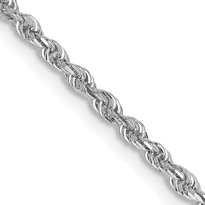 10KT White Gold 22-inch 2MM Diamond-cut Rope Chain