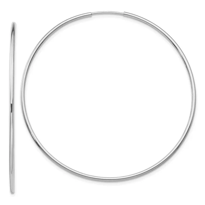 10KT White Gold 59X1.2MM Endless Hoop Earrings