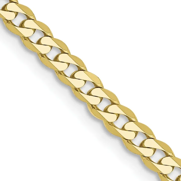 10KT Yellow Gold 16-inch 2.9MM Flat Beveled Curb Chain