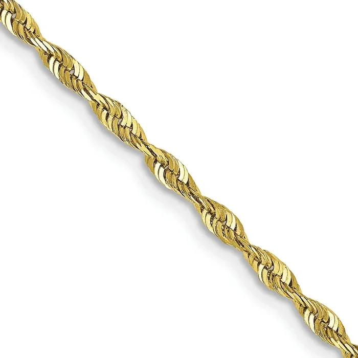 10KT Yellow Gold 16-inch 2MM Diamond-cut Lobster Clasp Rope Extra-Light Chain