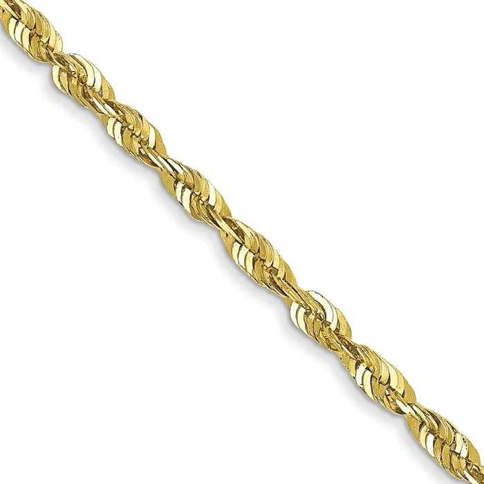 10KT Yellow Gold 20-inch 1.8MM Diamond-cut Lobster Clasp Rope Extra-Light Chain